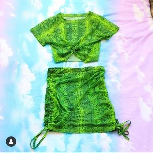 Mesh green snakeskin set